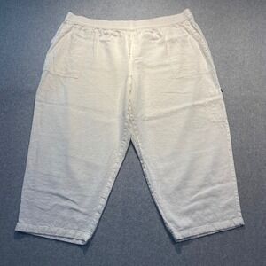 Susan Graver Pure Crop Pants Women's Size 2XP White Linen Blend Cargo EUC